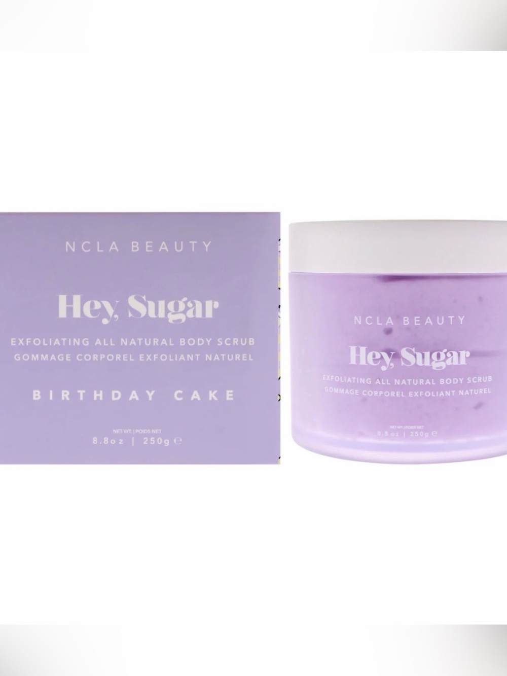 NCLA Beauty Hey, Sugar Birthday Cake Body Scrub — Lavender Jar